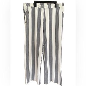 Masseys white w/black stripes polyester/cotton/spandex knit wide leg pant sz 22W